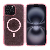 iPhone 16 Pro Max Rvelon Mobilskal TPU med MagSafe - Glitter Rosa