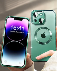 Magnetic transparent case for iPhone 14 Plus, Green