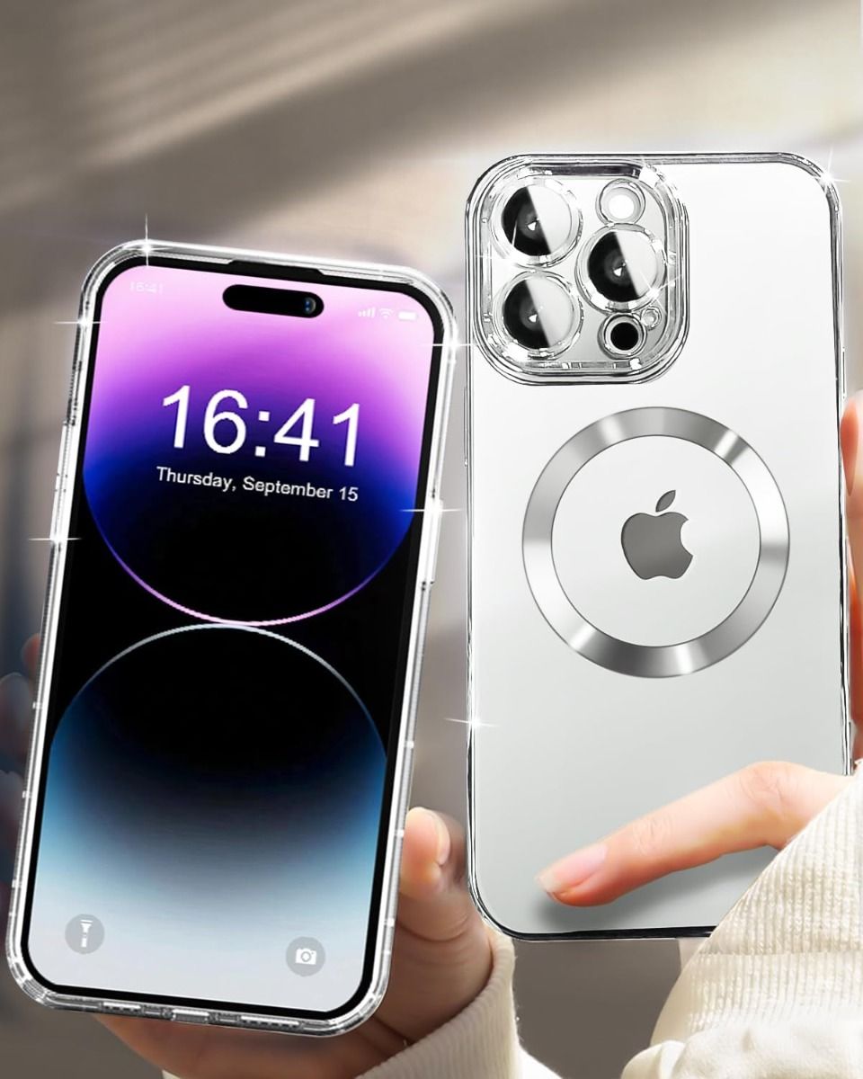 Magnetic transparent case for iPhone 14 Pro, Silver