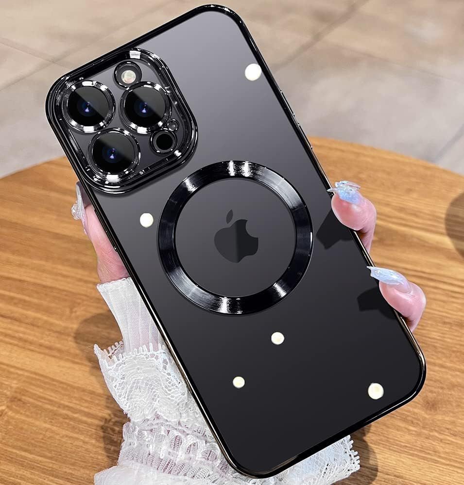 Magnetic transparent case for iPhone 14 Pro Max, Black