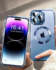 Magnetic transparent case for iPhone 14 Pro Max, Navy Blue