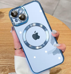Magnetic transparent case for iPhone 14, Sierra Blue