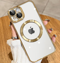 Magnetic transparent case for iPhone 14, Gold