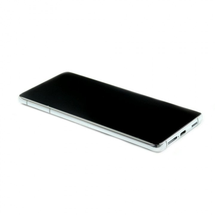 Display Assembly (without Camera) Complete with Housing Compatible for Samsung Galaxy S21 Ultra 5G Silver Service Pack