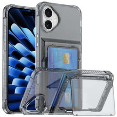 iPhone 16 Plus Transparent skal med korthållare - Svart