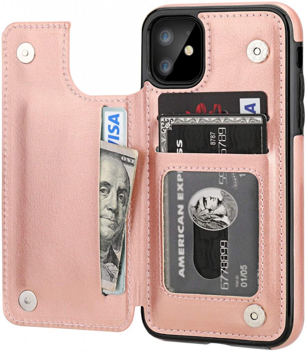 iPhone 11 Case + wallet, gold