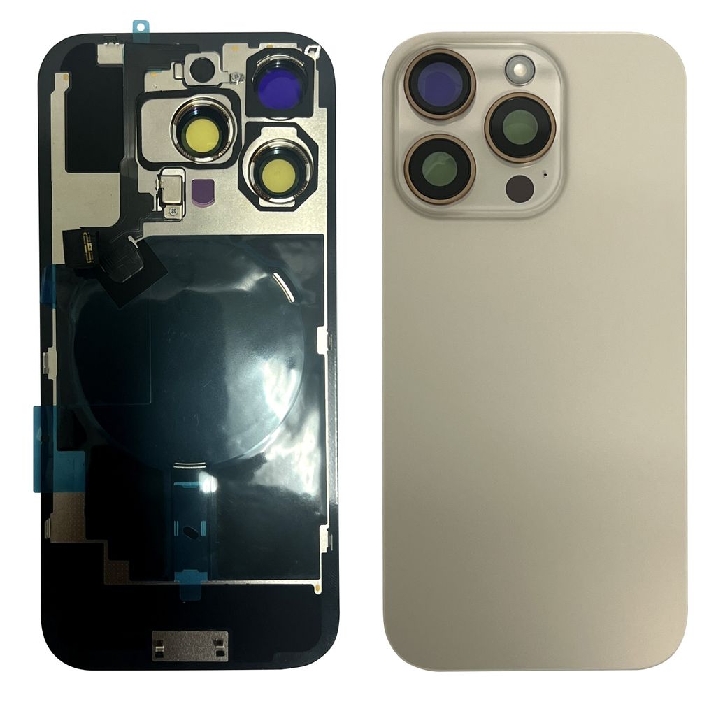 iPhone 16 Pro Baksida med smådelar - Öken Titan