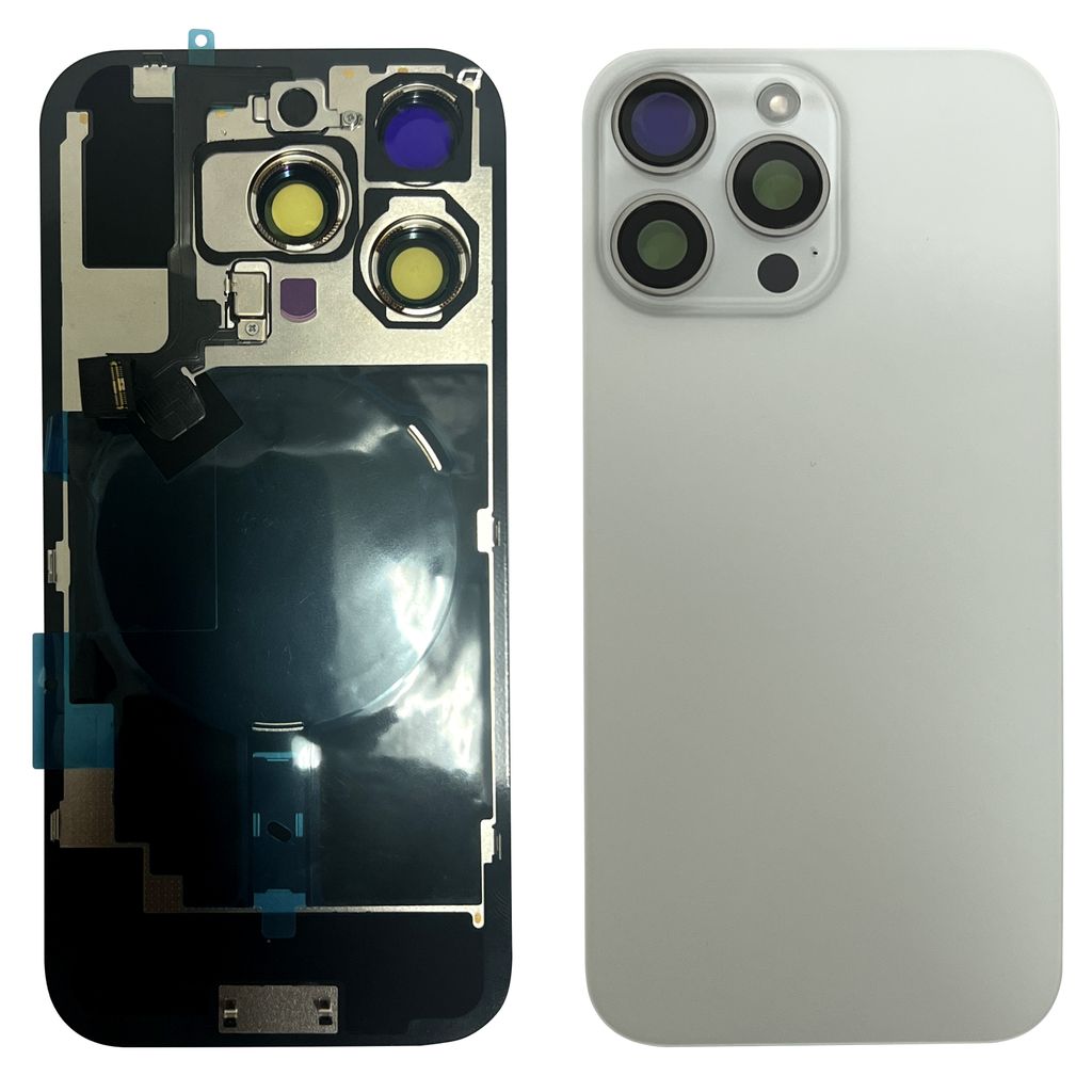 iPhone 16 Pro Baksida med smådelar - Vit Titan