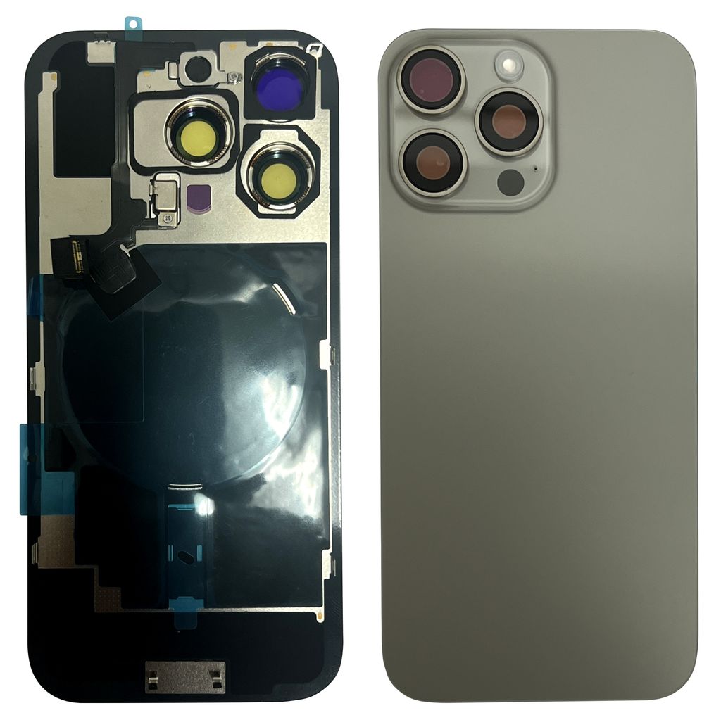 iPhone 16 Pro Baksida med smådelar - Naturlig Titan