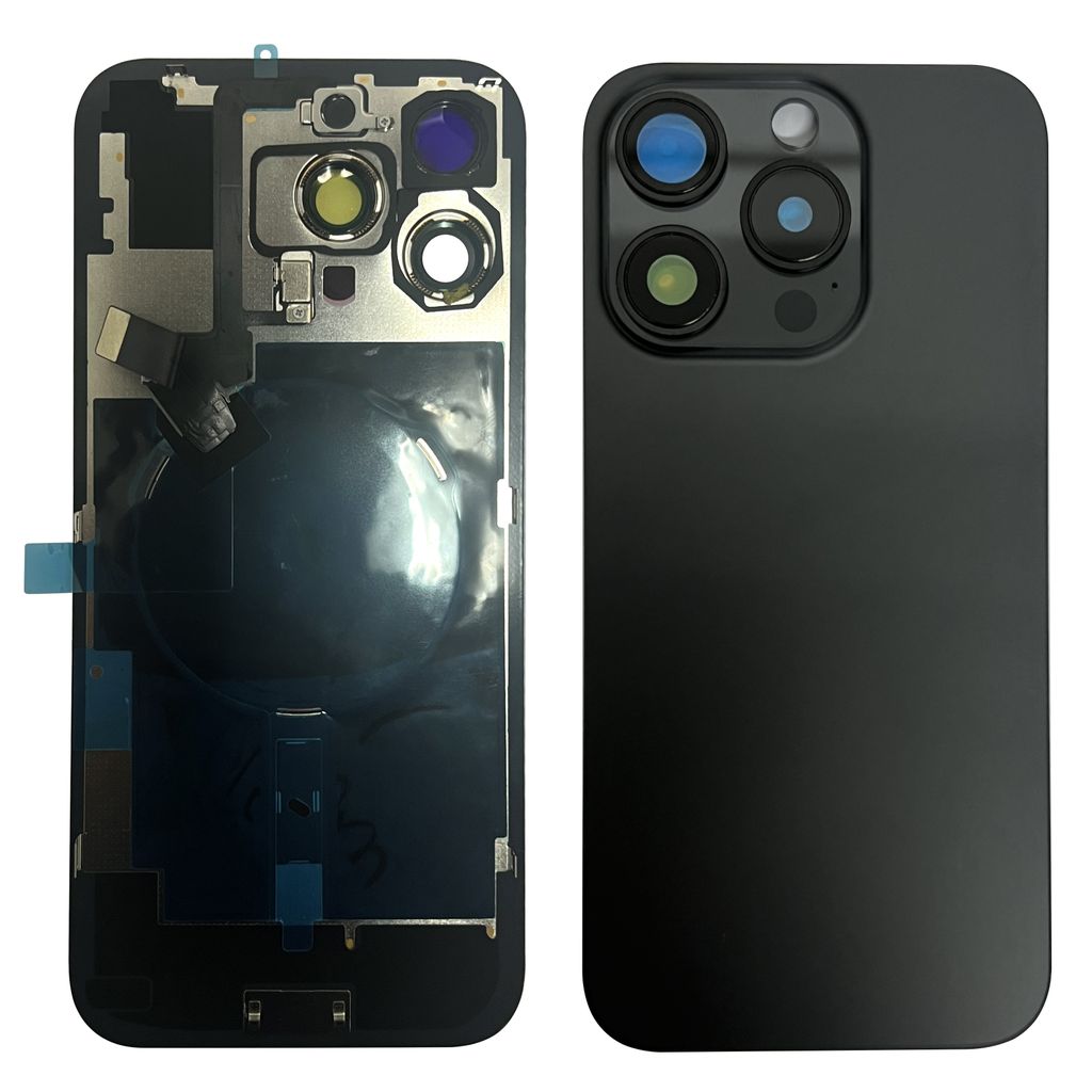 iPhone 16 Pro Max Baksida med smådelar - Svart Titan
