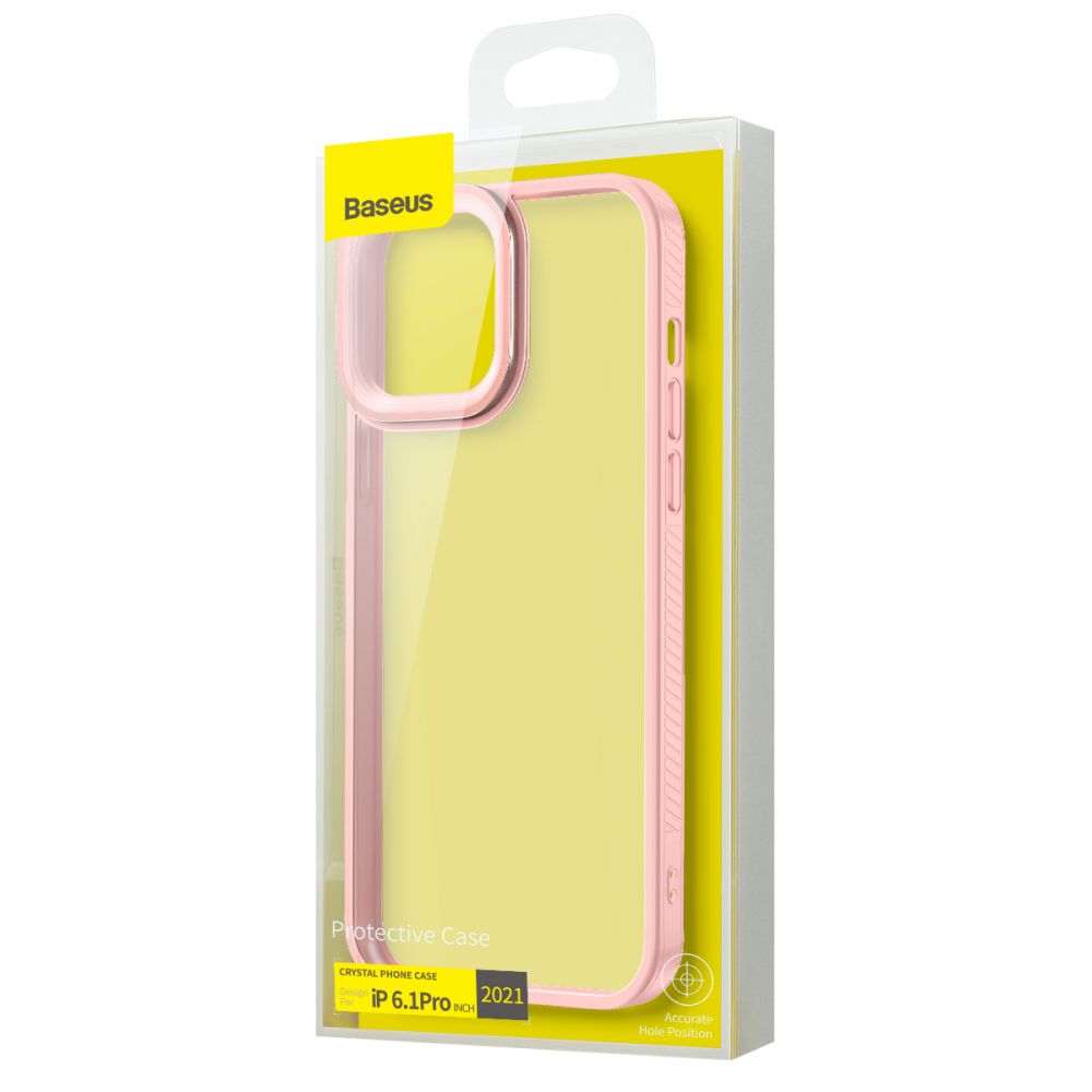 Baseus Crystal skal för iPhone 13 Pro (6.1 tum), rosa