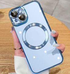 Magnetic transparent case for iPhone 13, Sierra Blue