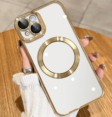 Magnetic transparent case for iPhone 13, Gold