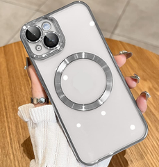Magnetic transparent case for iPhone 13, Silver