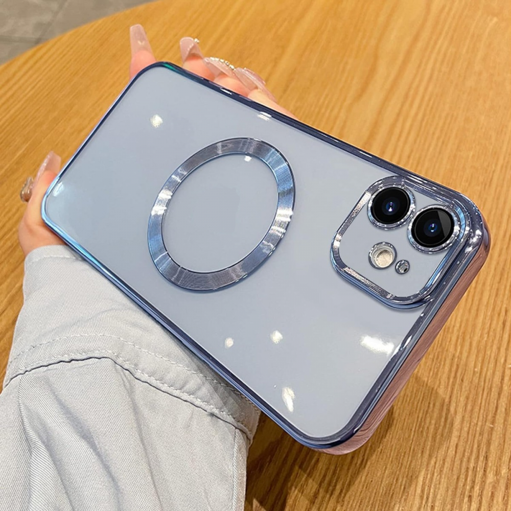 Magnetic transparent case for iPhone 12, Sierra Blue