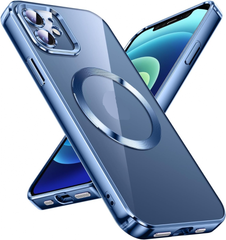 Magnetic transparent case for iPhone 12, Navy Blue