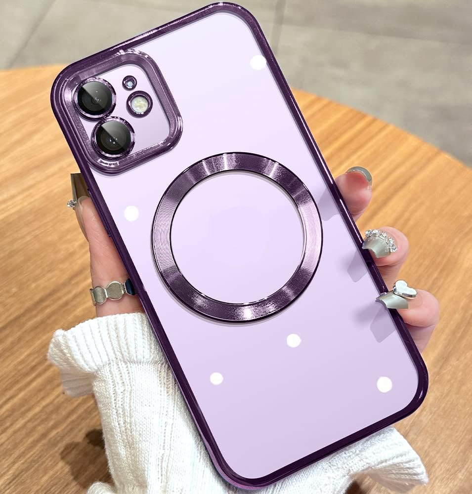 Magnetic transparent case for iPhone 12, Purple
