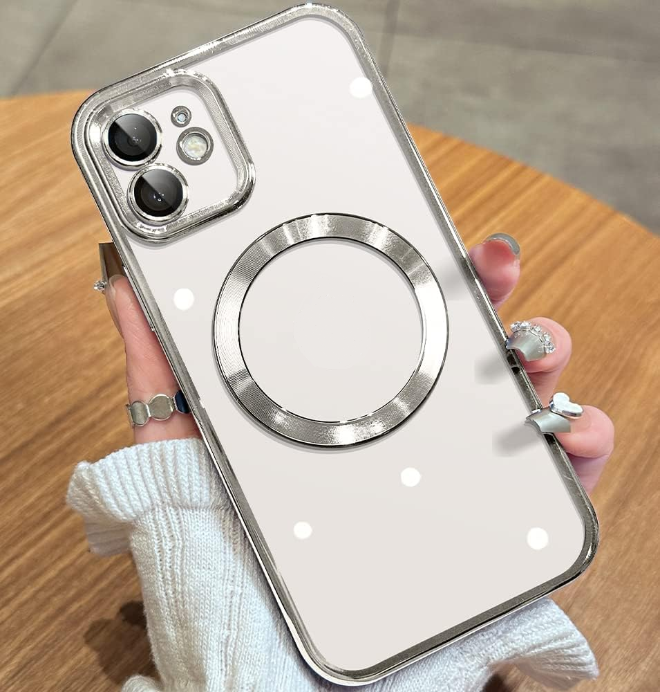 Magnetic transparent case for iPhone 12, Silver