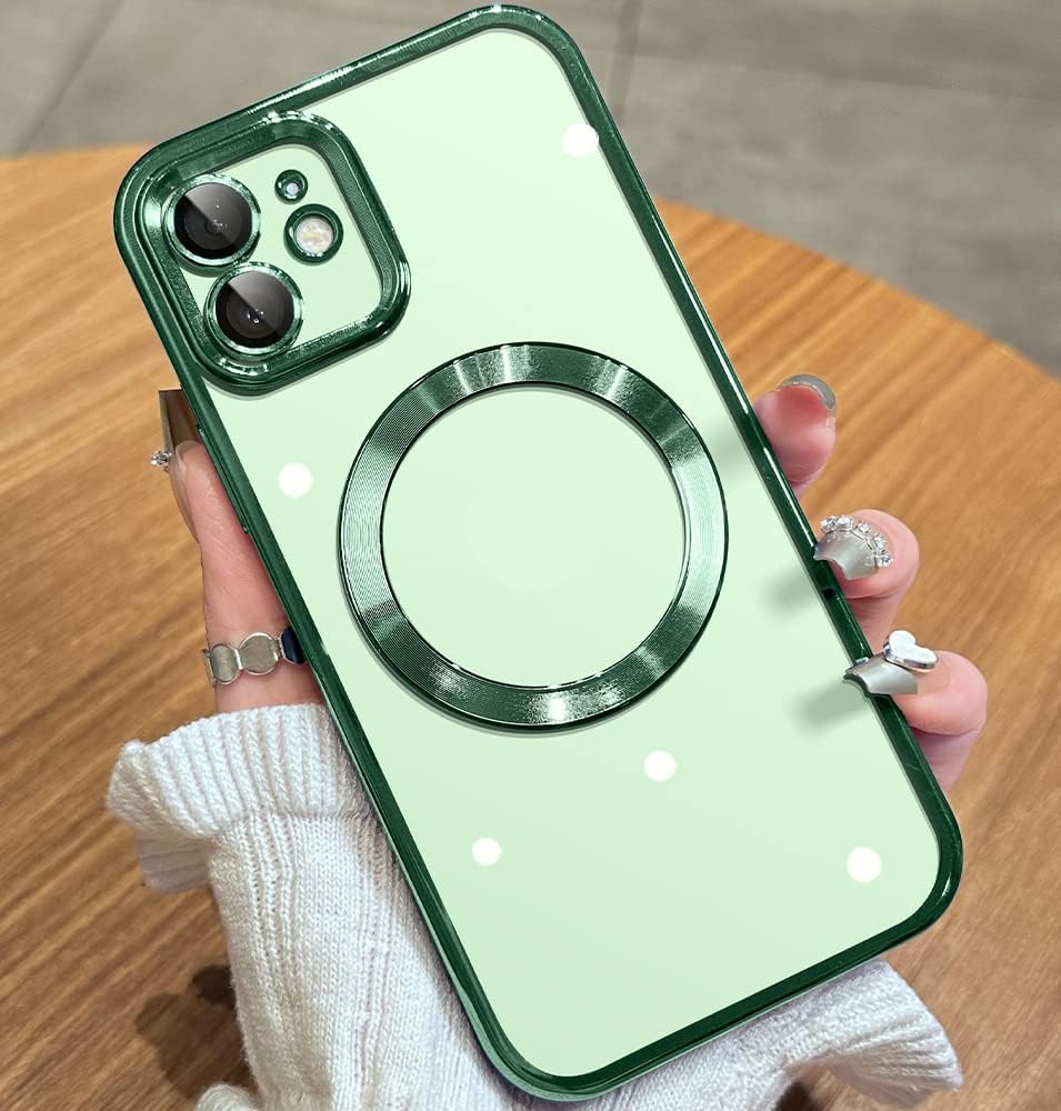 Magnetic transparent case for iPhone 11, Green