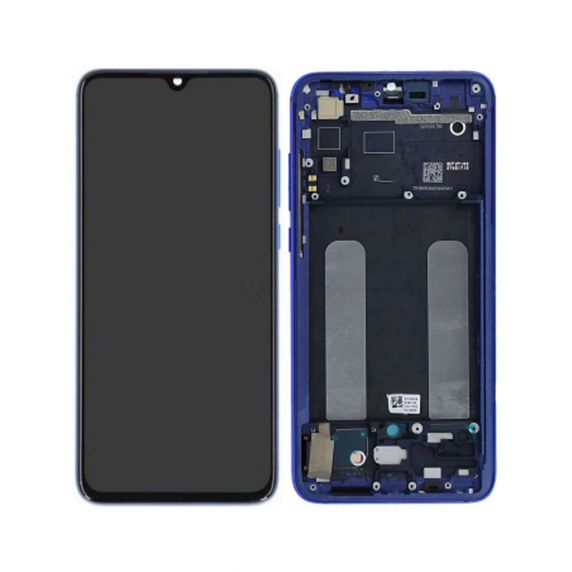 Xiaomi Mi 9 Lite Skärm/Display + Ram (Service Paket) - Blå