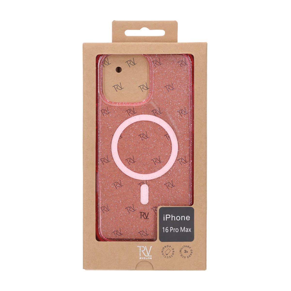 iPhone 16 Pro Max Rvelon Mobilskal TPU med MagSafe - Glitter Rosa