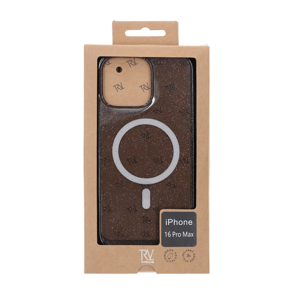iPhone 16 Pro Max Rvelon Mobilskal TPU med MagSafe - Glitter Svart