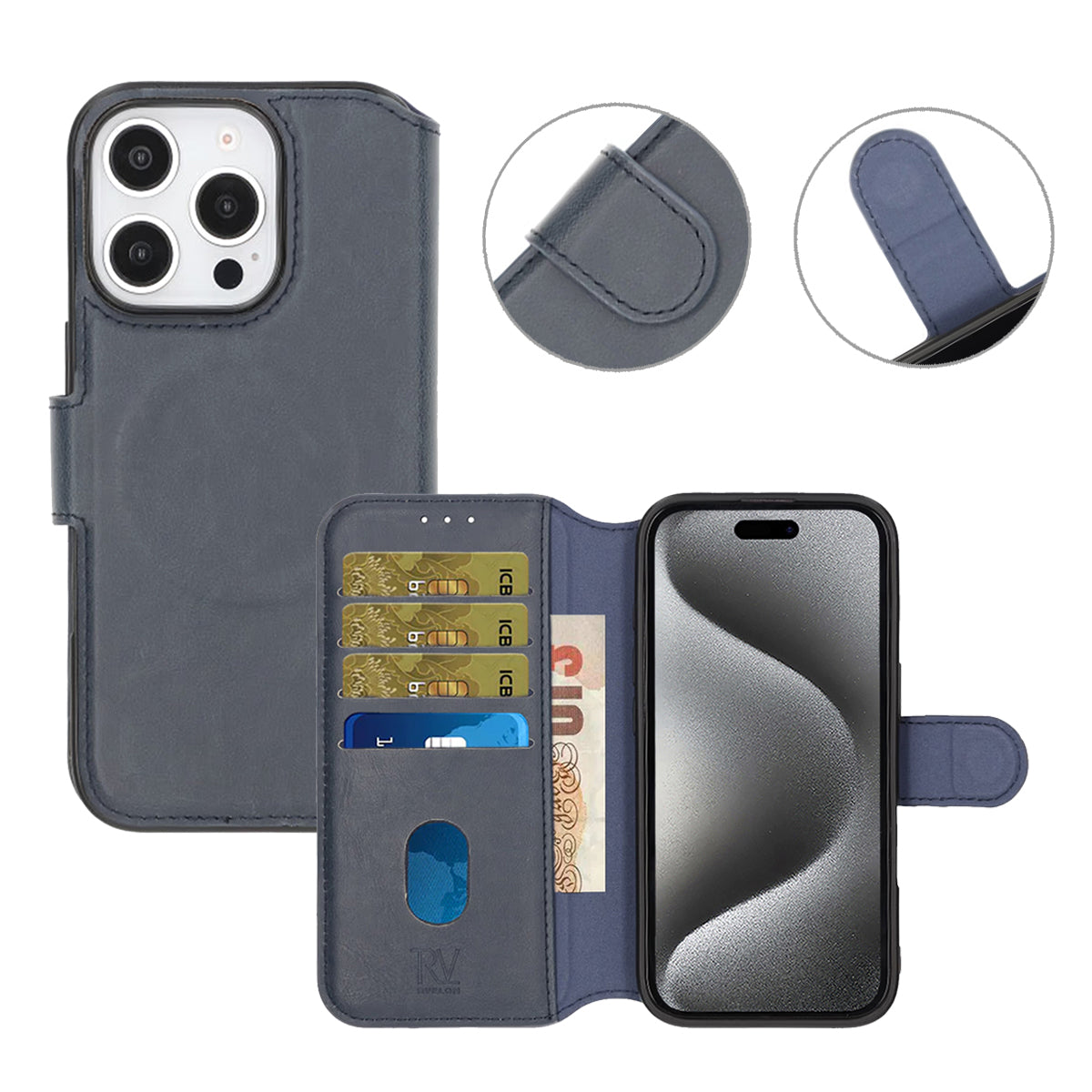 iPhone 16 Pro Max Plånboksfodral Rvelon - Blå