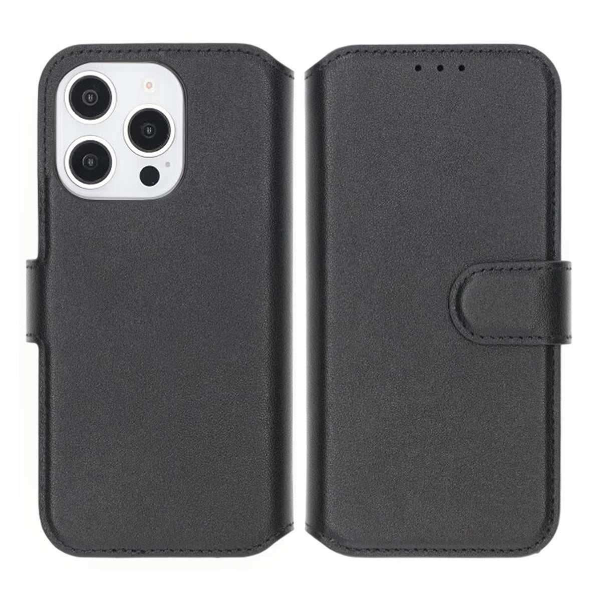 iPhone 16 Pro Max Plånboksfodral Äkta Läder Rvelon - Svart
