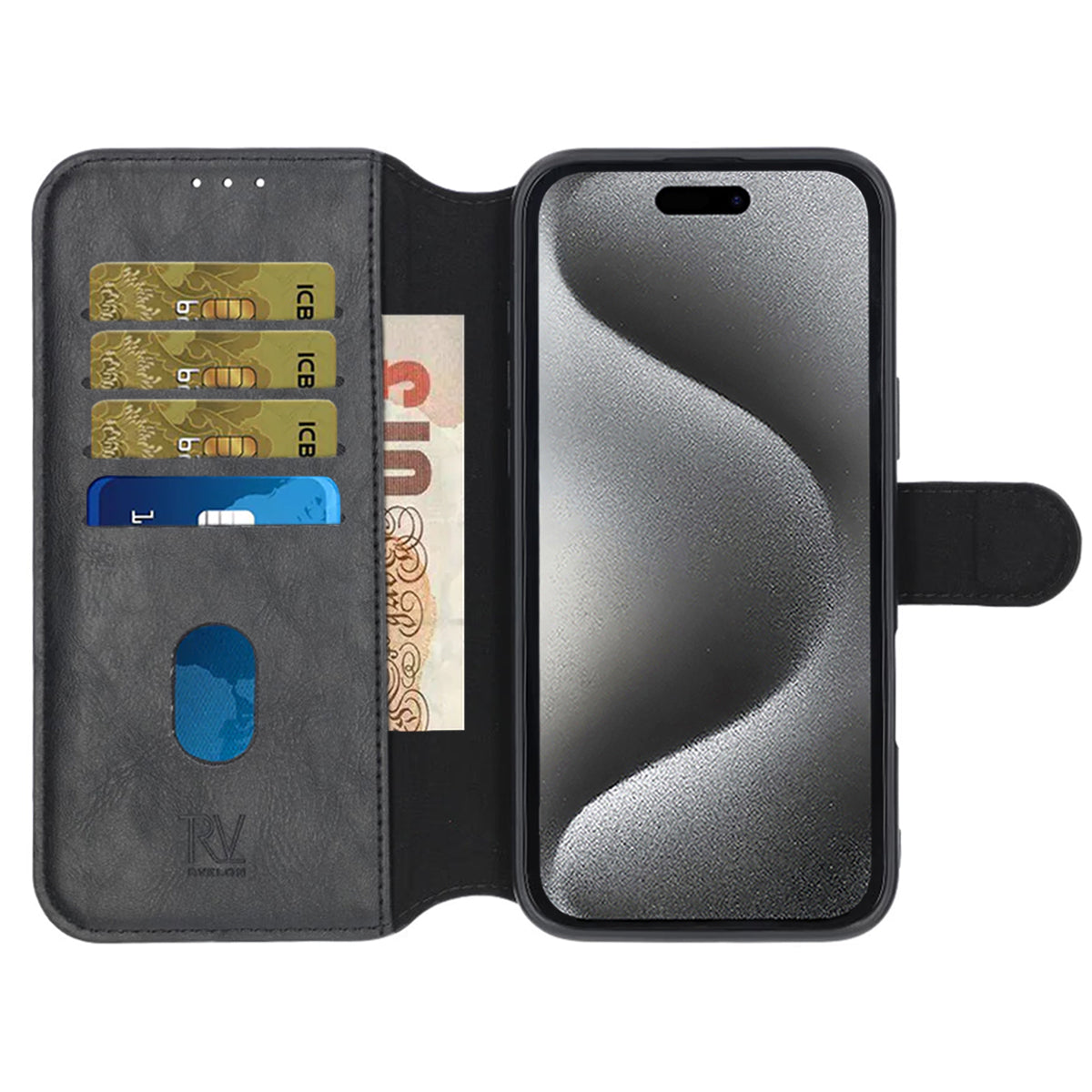 iPhone 16 Pro Max Plånboksfodral Rvelon - Svart