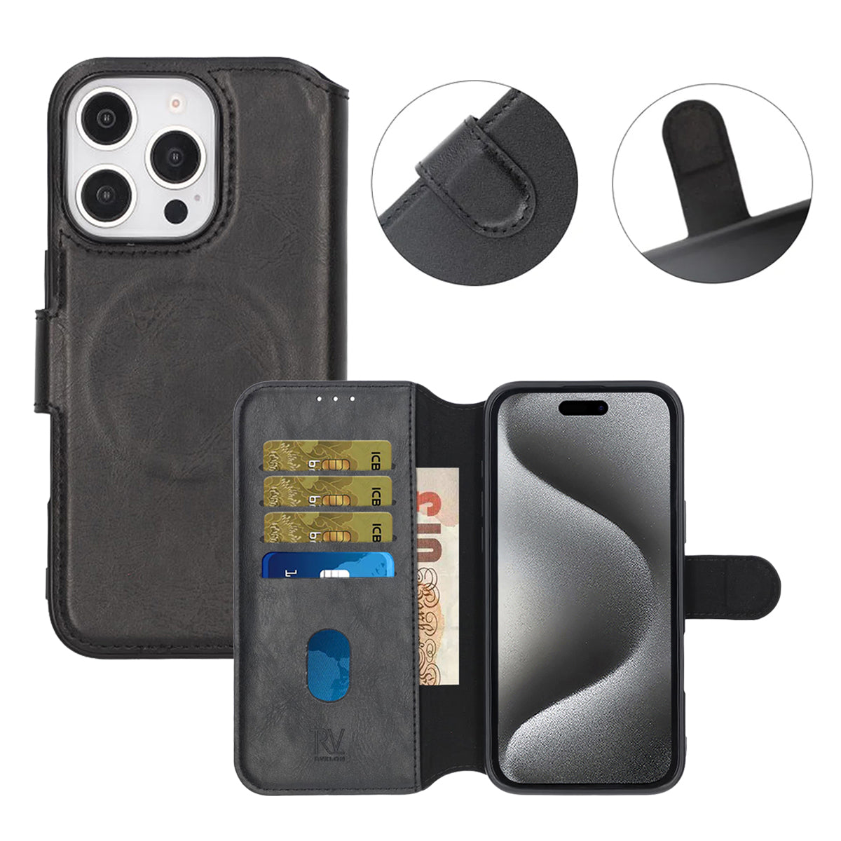 iPhone 16 Pro Max Plånboksfodral Rvelon - Svart