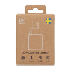 Rvelon Snabbladdare USB-A & USB-C 20W