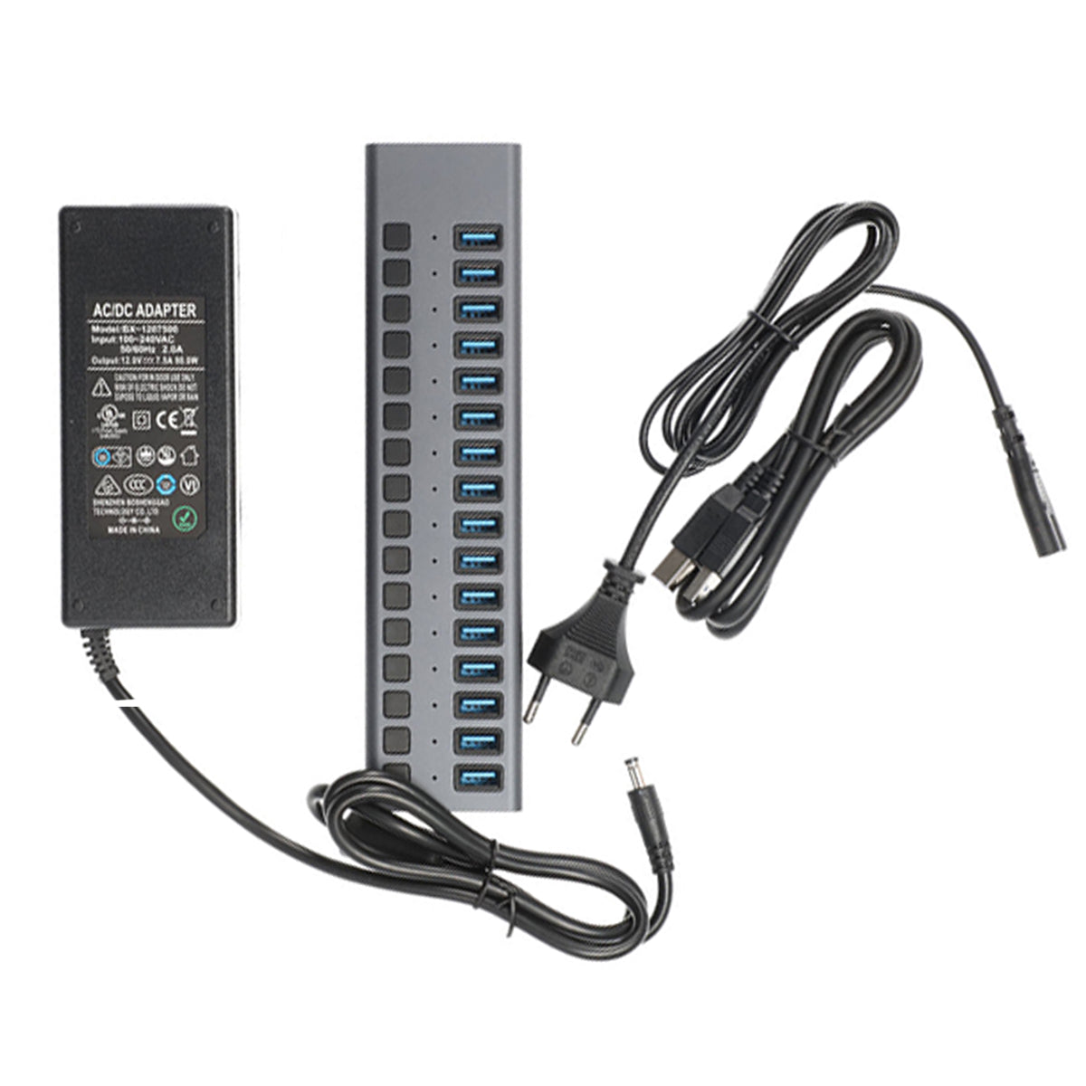 USB Multiadapter med 16st USB-A 3.0 uttag (90W)