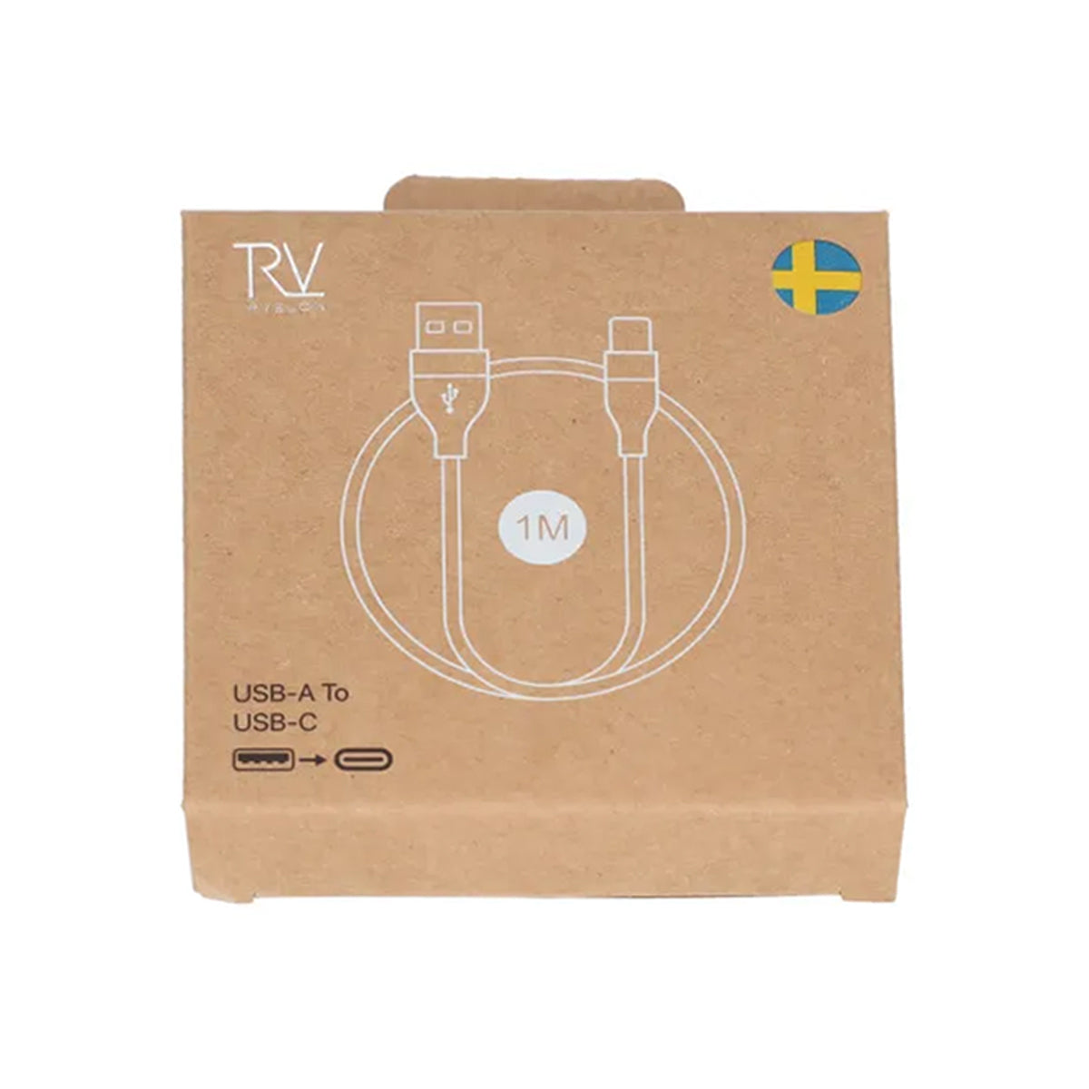 Rvelon Laddkabel USB A till USB C Silikon 60W - 1M Vit