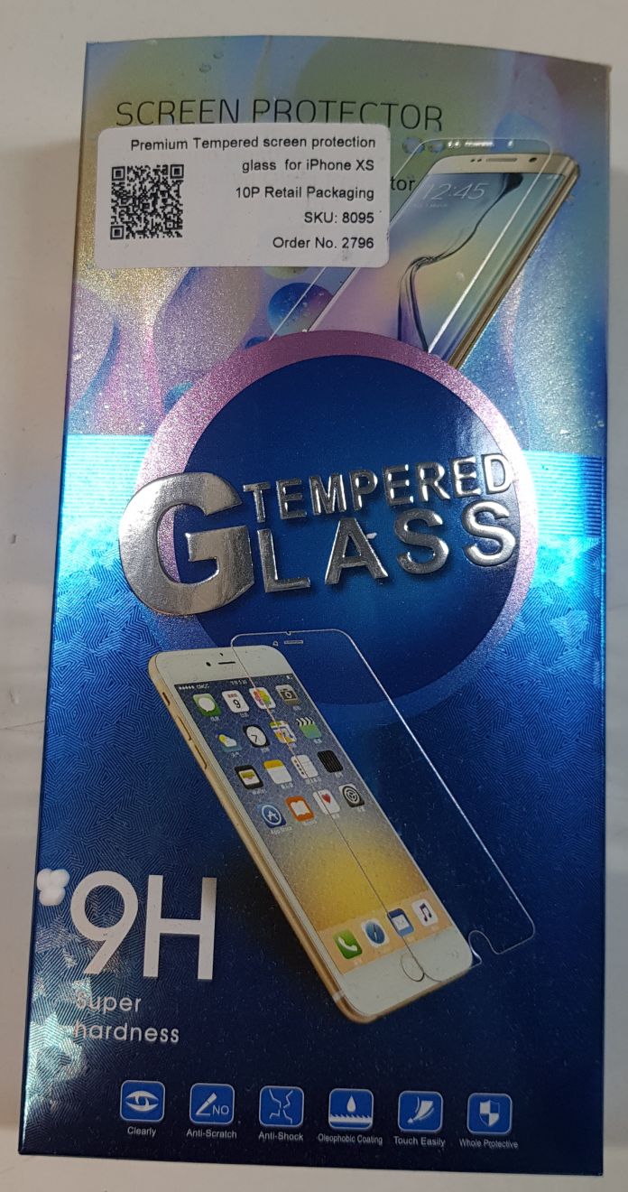iPhone X/XS Screen protection glass, 10P Retail Pack