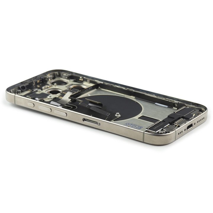 Rear Housing Assembly with small parts Compatible for iPhone 15 Pro (EU Version) Natural Titanium Pulled