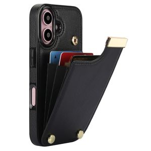 iPhone 16 Skal med plånbbok i PU-läder - Svart