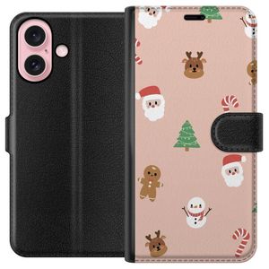 Apple iPhone 16 Svart Plånboksfodral Klassisk Julfest
