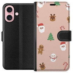 Apple iPhone 16 Svart Plånboksfodral Klassisk Julfest