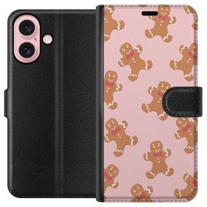 Apple iPhone 16 Svart Plånboksfodral Pepparkaksgubbe