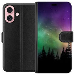 Apple iPhone 16 Svart Plånboksfodral Norrsken