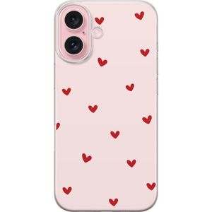Apple iPhone 16 Transparent Mobilskal Små Hjärtan