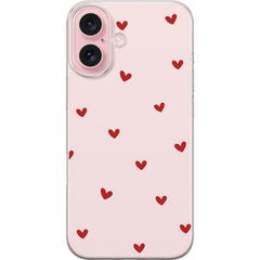 Apple iPhone 16 Transparent Mobilskal Små Hjärtan