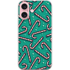 Apple iPhone 16 Transparent Mobilskal Polkagris Mönster