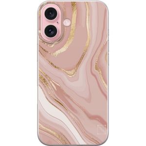 Apple iPhone 16 Transparent Mobilskal Ljusrosa marmor