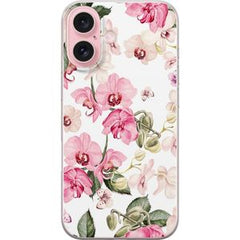 Apple iPhone 16 Transparent Mobilskal Rosa blommor