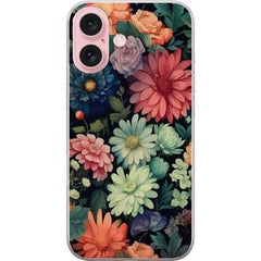 Apple iPhone 16 Transparent Mobilskal Färglada blommor