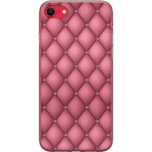 Apple iPhone 16e Transparent Mobilskal Exklusivt Rosa Mönster