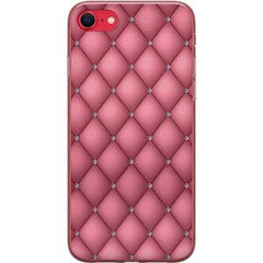 Apple iPhone 16e Transparent Mobilskal Exklusivt Rosa Mönster