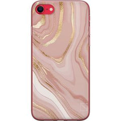 Apple iPhone 16e Transparent Mobilskal Ljusrosa marmor