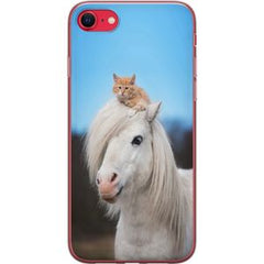 Apple iPhone 16e Transparent Mobilskal Katt och Häst